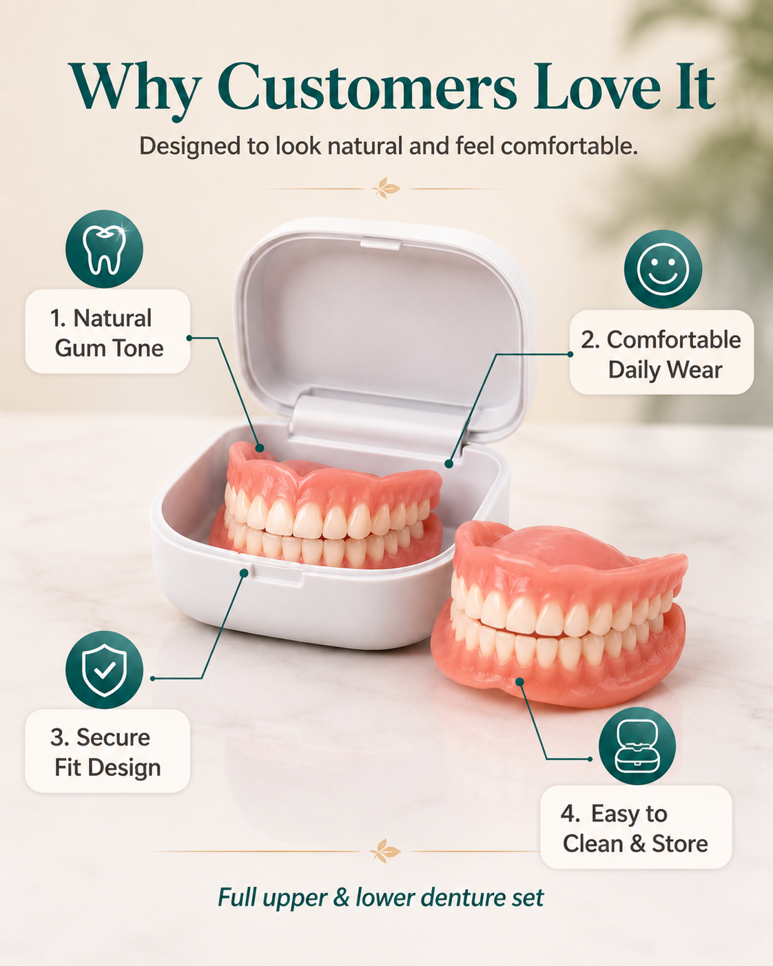 Ends Today: 60% OFF! ⏰Custom-Fit Instant Smile Dentures – Natural Looking Comfort Fit