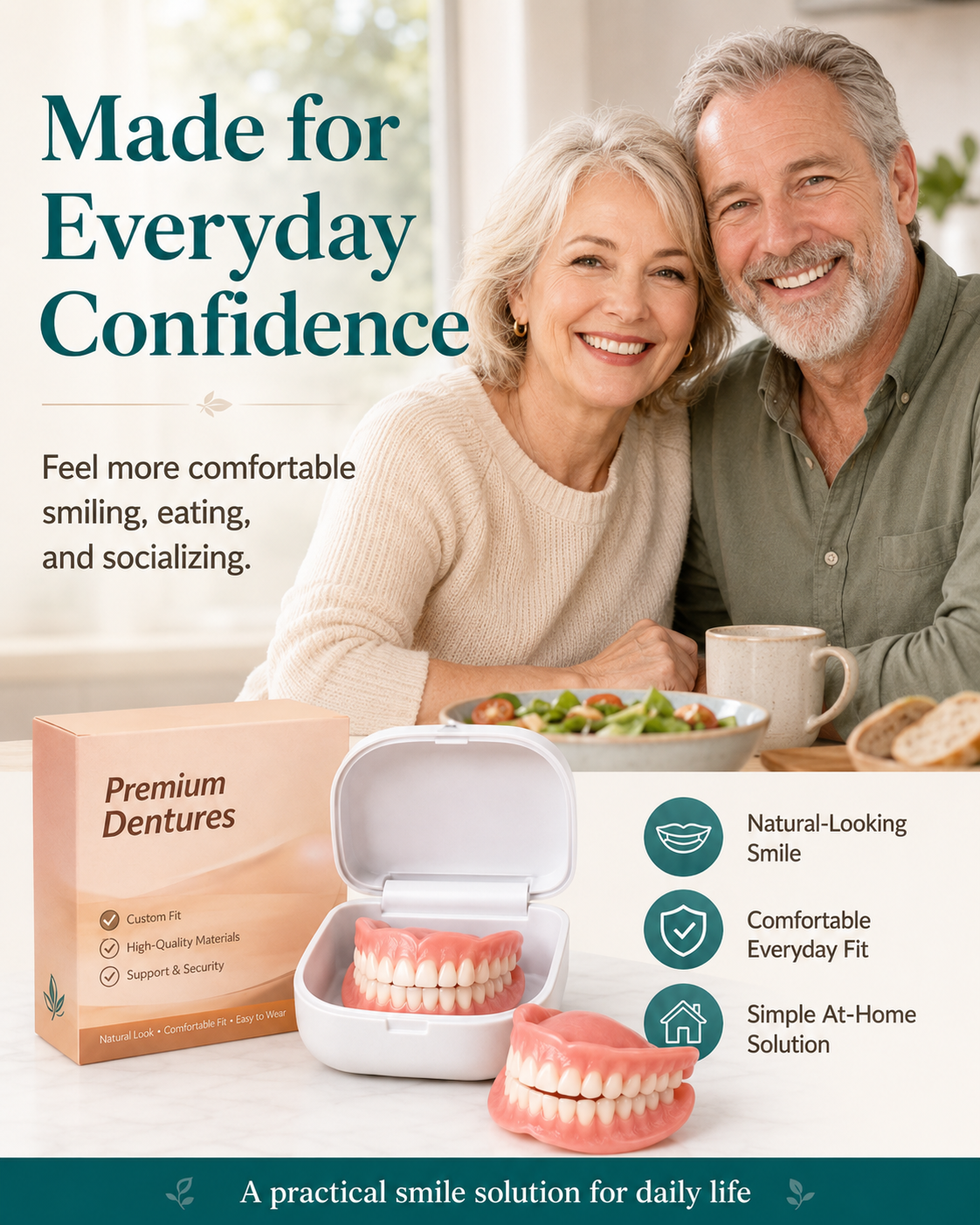 Ends Today: 60% OFF! ⏰Custom-Fit Instant Smile Dentures – Natural Looking Comfort Fit